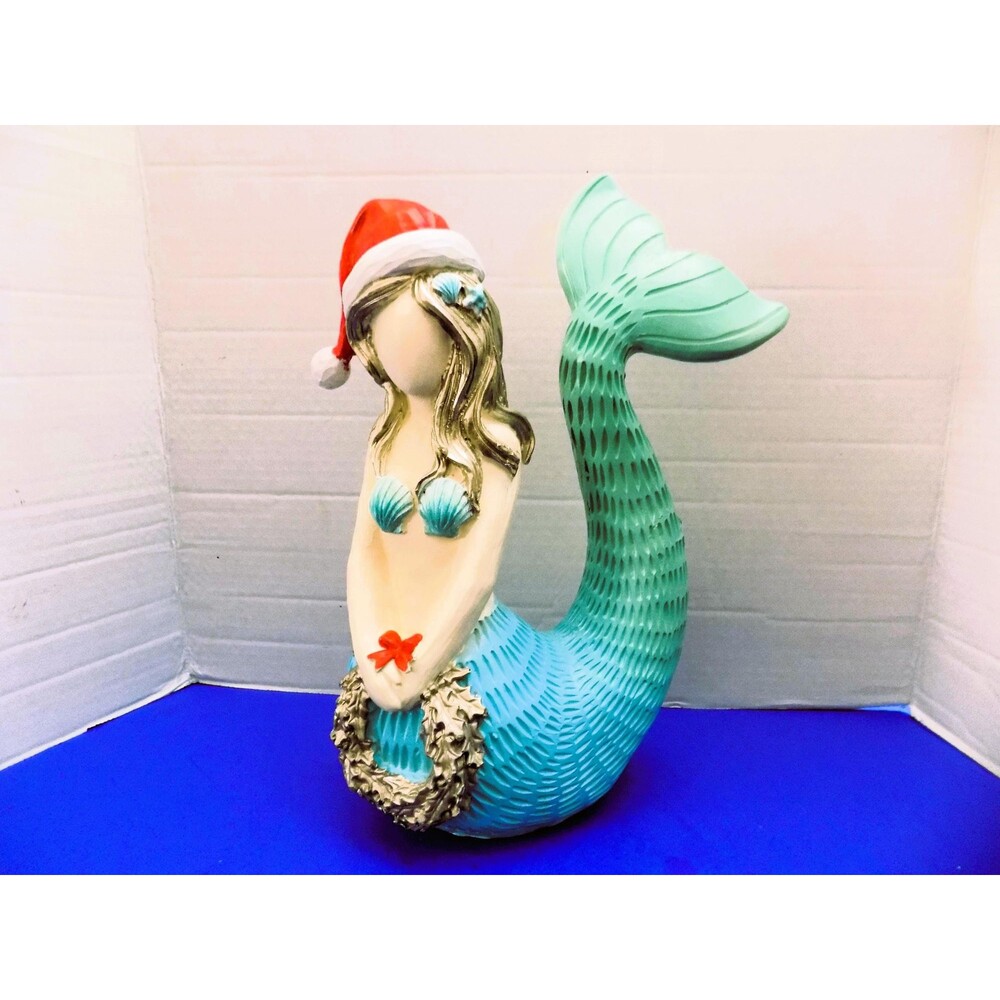 New Christmas Holiday Santa Mermaid Figurine Statue Noel